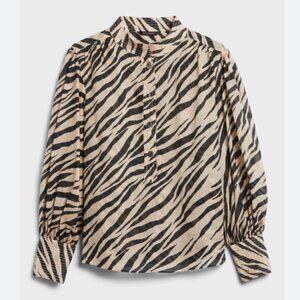 Banana Republic Ramie Popover Shirt Zebra Print